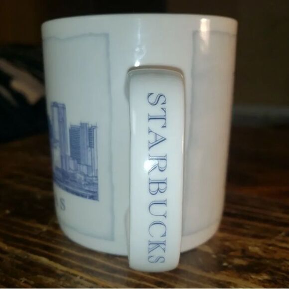 Starbucks Dallas Big D Architecture City Series 18oz Mug Cup 2006 White Blue - Picture 3 of 6